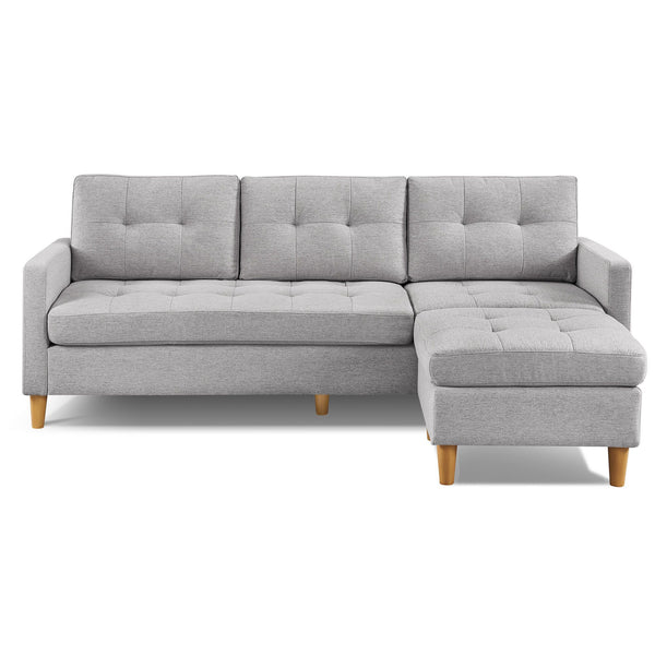 Homeroots 87" Light Gray Polyester Blend Sofa With Ottoman With Natural Legs   544961