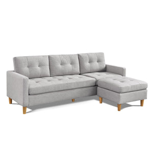 Homeroots 87" Light Gray Polyester Blend Sofa With Ottoman With Natural Legs   544961