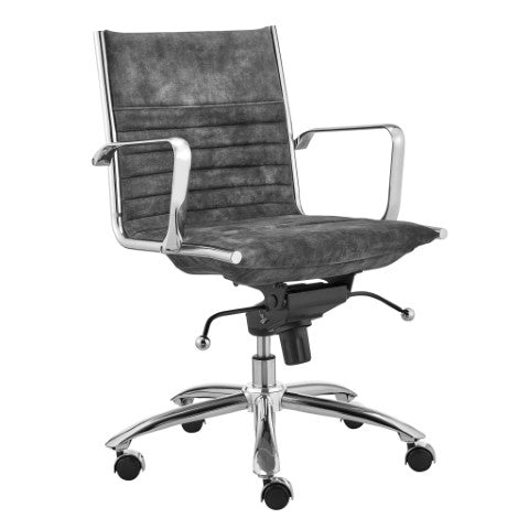 Homeroots Gray Adjustable Swivel Rolling Conference Chair – Stylish Velvet & Steel Frame For Home Office Comfort  Velvet 544966