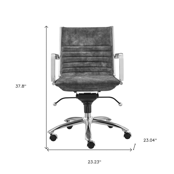 Homeroots Gray Adjustable Swivel Rolling Conference Chair – Stylish Velvet & Steel Frame For Home Office Comfort  Velvet 544966