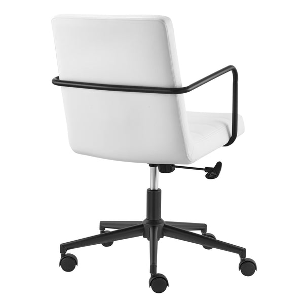 Homeroots White Adjustable Swivel Rolling Office Chair With Steel Frame & Stylish Faux Leather Comfort  Faux Leather 544968