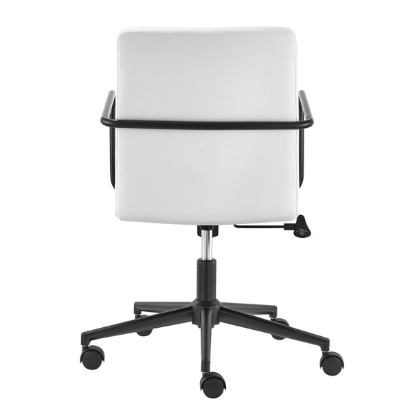 Homeroots White Adjustable Swivel Rolling Office Chair With Steel Frame & Stylish Faux Leather Comfort  Faux Leather 544968