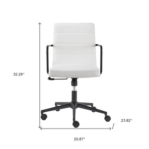 Homeroots White Adjustable Swivel Rolling Office Chair With Steel Frame & Stylish Faux Leather Comfort  Faux Leather 544968