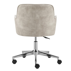 Homeroots Beige Velvet Rolling Conference Chair With Silver Steel Frame & Adjustable Height For Ultimate Comfort  Velvet 544969