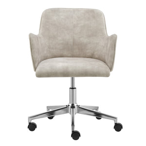 Homeroots Beige Velvet Rolling Conference Chair With Silver Steel Frame & Adjustable Height For Ultimate Comfort  Velvet 544969