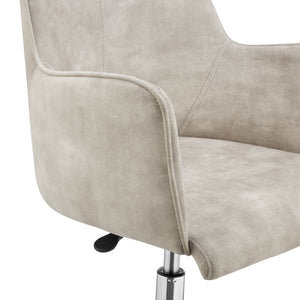 Homeroots Beige Velvet Rolling Conference Chair With Silver Steel Frame & Adjustable Height For Ultimate Comfort  Velvet 544969