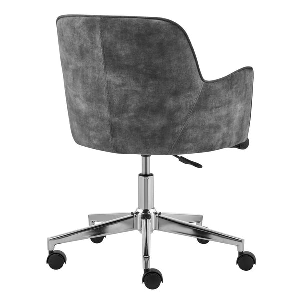 Homeroots Dark Gray Velvet And Steel Swivel Conference Chair - Adjustable Height, Stylish Design For Comfort  Velvet 544970