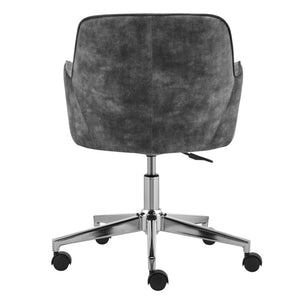 Homeroots Dark Gray Velvet And Steel Swivel Conference Chair - Adjustable Height, Stylish Design For Comfort  Velvet 544970
