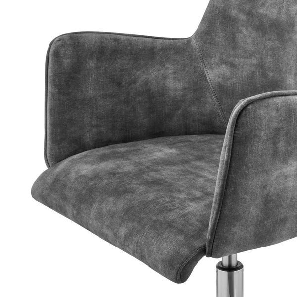 Homeroots Dark Gray Velvet And Steel Swivel Conference Chair - Adjustable Height, Stylish Design For Comfort  Velvet 544970