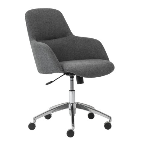 Homeroots Dark Gray Adjustable Swivel Rolling Conference Chair With Silver Frame For Modern Office Comfort  Fabric 544973