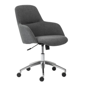 Homeroots Dark Gray Adjustable Swivel Rolling Conference Chair With Silver Frame For Modern Office Comfort  Fabric 544973