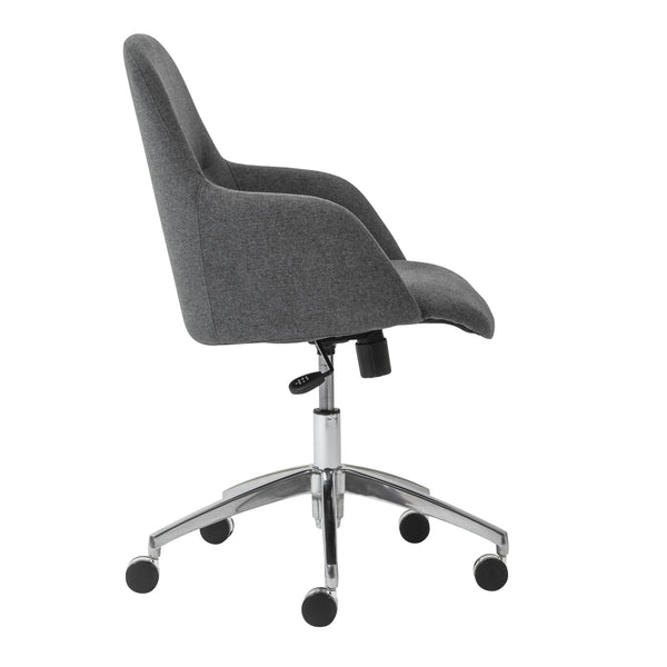 Homeroots Dark Gray Adjustable Swivel Rolling Conference Chair With Silver Frame For Modern Office Comfort  Fabric 544973