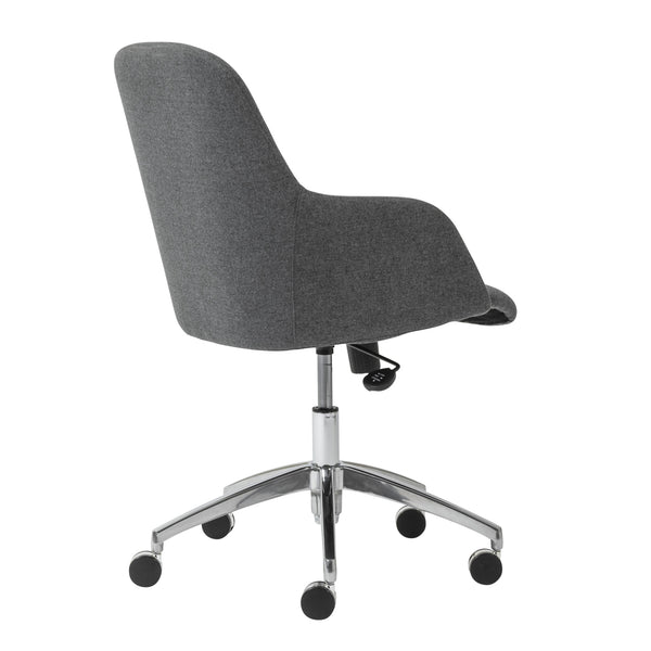 Homeroots Dark Gray Adjustable Swivel Rolling Conference Chair With Silver Frame For Modern Office Comfort  Fabric 544973