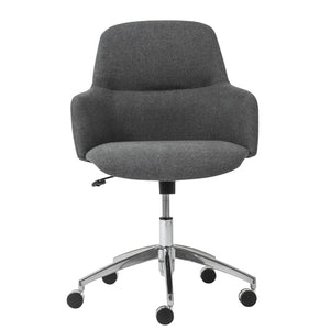 Homeroots Dark Gray Adjustable Swivel Rolling Conference Chair With Silver Frame For Modern Office Comfort  Fabric 544973