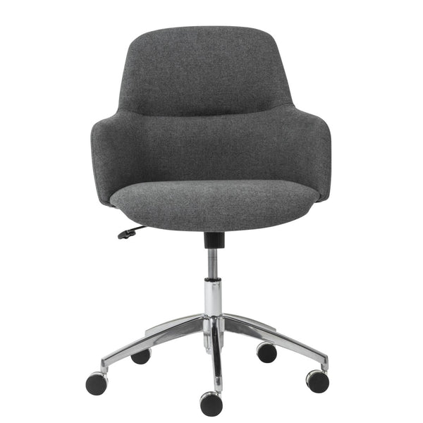 Homeroots Dark Gray Adjustable Swivel Rolling Conference Chair With Silver Frame For Modern Office Comfort  Fabric 544973