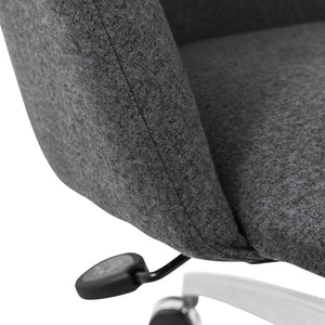 Homeroots Dark Gray Adjustable Swivel Rolling Conference Chair With Silver Frame For Modern Office Comfort  Fabric 544973