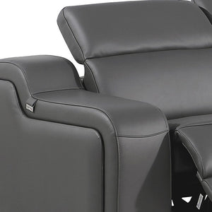 Homeroots Dark Gray Italian Leather Power Reclining L Shaped Five Piece Corner Sectional Dark Grey  544981