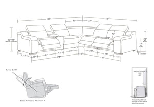 HomeRoots Dark Italian Leather Power Reclining L-Shaped Sectional Sofa with Console for Ultimate Comfort Dark Grey 544982