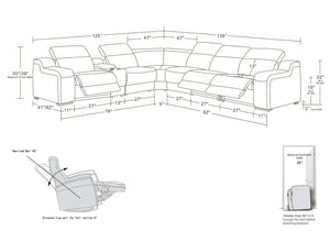 HomeRoots Light Gray Italian Leather Curved Power Reclining Sectional Sofa for Ultimate Comfort & Style 544989