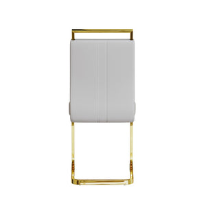 English Elm Modern White Faux Leather High Back Dining Chair Set Gold Base Elegant Seating W3732P495889