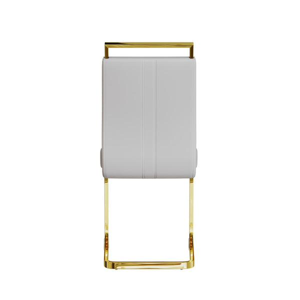 English Elm Modern White Faux Leather High Back Dining Chair Set Gold Base Elegant Seating W3732P495889