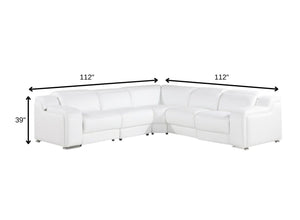 HomeRoots White Luxurious Italian Leather L-Shaped Power Reclining Sectional for Ultimate Comfort & Style White 544993