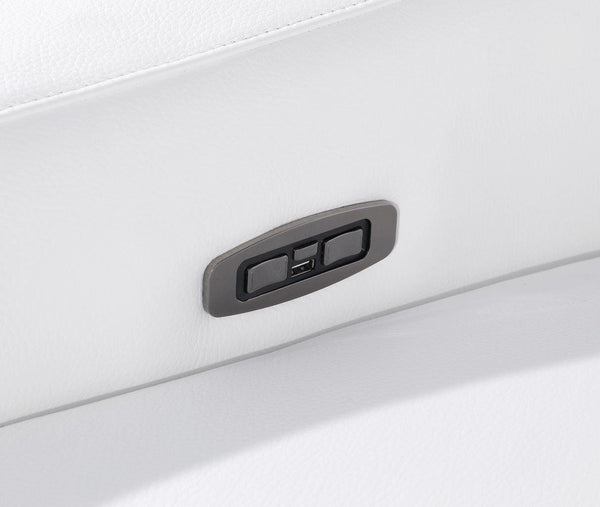 Homeroots White Italian Leather Power Reclining L Shaped Five Piece Corner Sectional White  544993