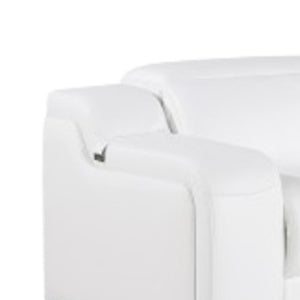 Homeroots White Italian Leather Power Reclining L Shaped Five Piece Corner Sectional White  544993