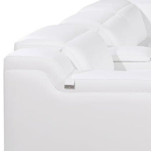 Homeroots White Italian Leather Power Reclining L Shaped Six Piece Corner Sectional With Console White  544994