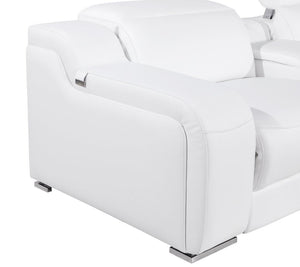 Homeroots White Italian Leather 3 Power Reclining Seats L Shaped Seven Piece Corner Sectional With Console White  544995