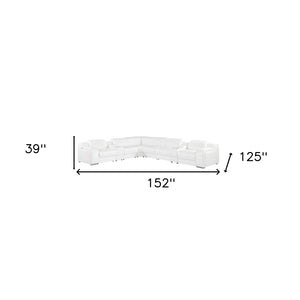 Homeroots White Italian Leather 3 Power Reclining L Shaped Eight Piece Corner Sectional With Console White  544997