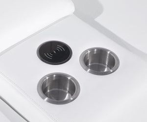 Homeroots White Italian Leather 3 Power Reclining L Shaped Eight Piece Corner Sectional With Console White  544997