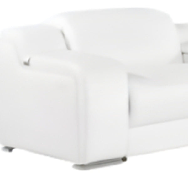 Homeroots White Italian Leather 4 Power Reclining L Shaped Eight Piece Corner Sectional With Console White  544998