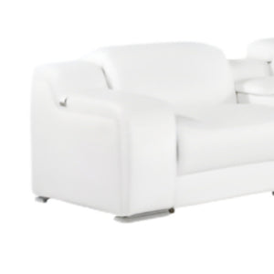 Homeroots White Italian Leather 4 Power Reclining L Shaped Eight Piece Corner Sectional With Console White  544998