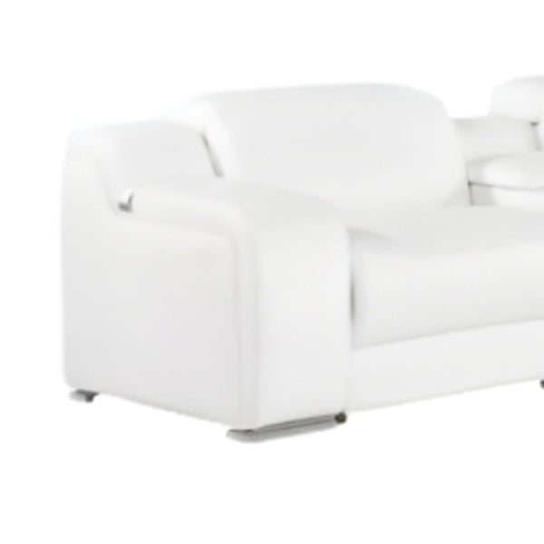 Homeroots White Italian Leather 4 Power Reclining L Shaped Eight Piece Corner Sectional With Console White  544998