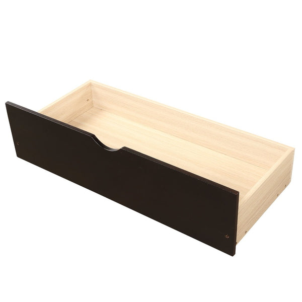 HomeRoots Espresso Inlaid Panel Twin Bed Frame with 2 Storage Drawers - Stylish & Space-Saving Design! 544999