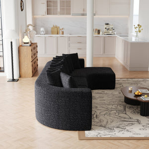 English Elm 131.1-inch Chenille Cloud Sectional with Memory Foam Curved Modular Living Room Sofa W3505S00013