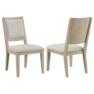 English Elm Verdugo White Washed Cushioned Dining Chair Set of 2 — Rustic Farmhouse Beige Upholstered Comfort, Solid Wood Durable Elegance B062P299978