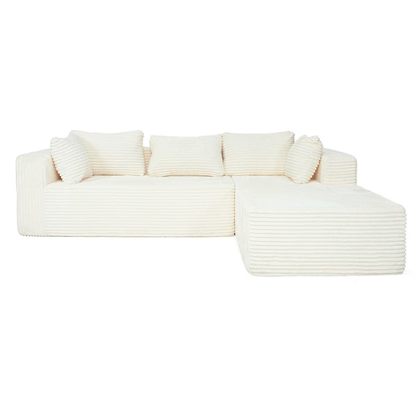 English Elm 100" Corduroy L-shaped Sectional Deep Seat Modular Couch for Living Room Lounging T5880S00009