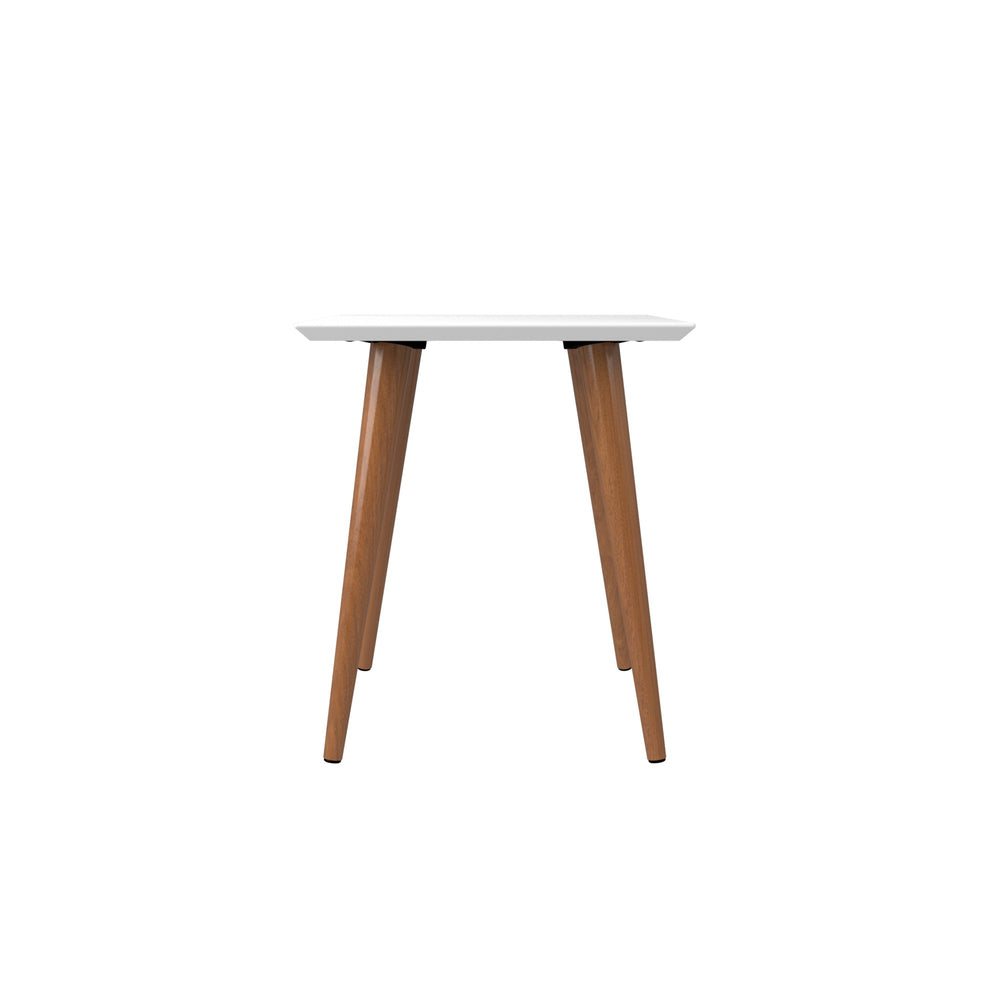 English Elm Utopia Lacquered 17" Square End Table with Solid Wood Splayed Legs, Sleek Durable Accent Piece White B365P398489