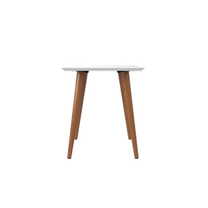 English Elm Utopia Lacquered 17" Square End Table with Solid Wood Splayed Legs, Sleek Durable Accent Piece White B365P398489