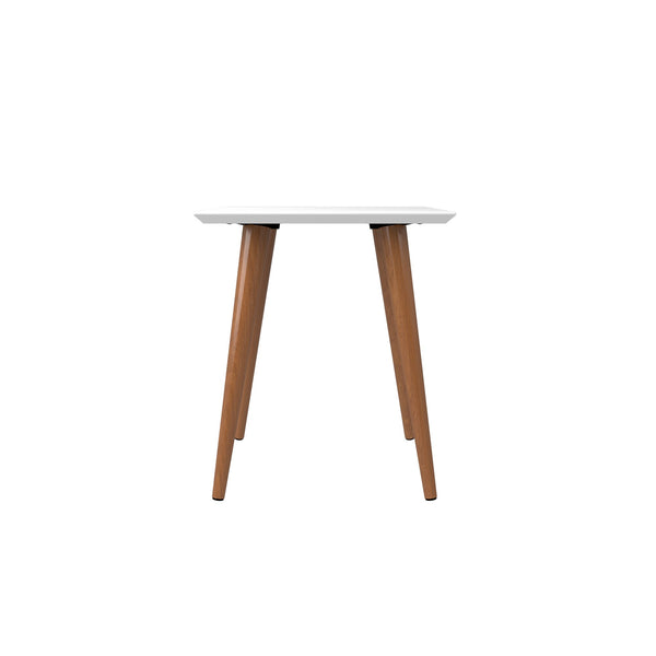 English Elm Utopia Lacquered 17" Square End Table with Solid Wood Splayed Legs, Sleek Durable Accent Piece White B365P398489