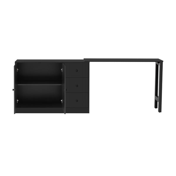 English Elm U_style Extendable Wooden Sideboard with 3 Drawers and 2 Doors for Entryway Living Room N711P334768B