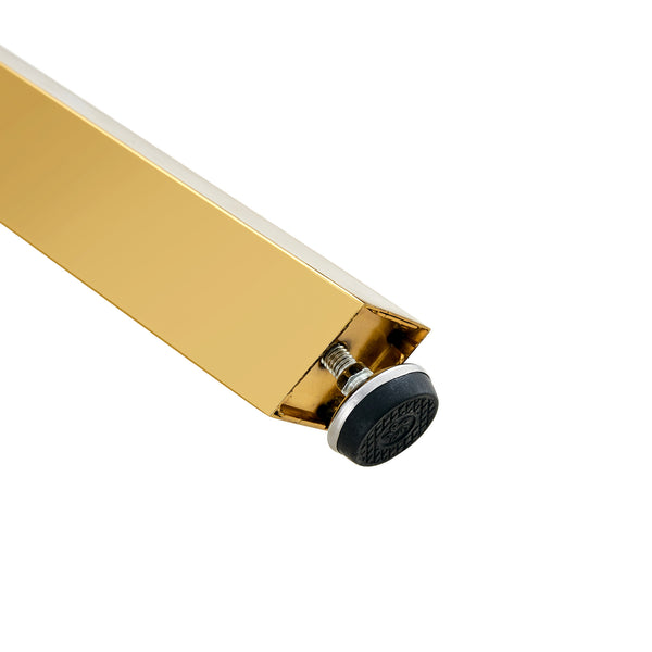 English Elm Modern Round Tempered Glass Dining Table with Gold 7-Shaped Legs, 47.3" Clear Top, Durable Luxury W1151S01881