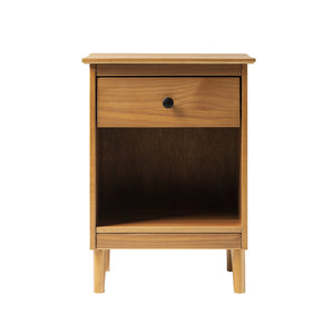 English Elm Walker Edison - Classic Solid Wood Nightstand with Drawer & Cubby in Caramel—Pine, Sustainable, Modern Storage B185P168900