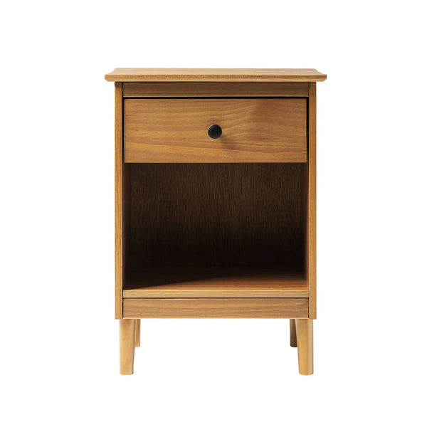 English Elm Walker Edison - Classic Solid Wood Nightstand with Drawer & Cubby in Caramel—Pine, Sustainable, Modern Storage B185P168900