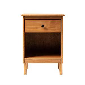 English Elm Walker Edison - Classic 1-Drawer Solid Wood Nightstand With Cubby - Caramel