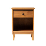 Walker Edison Classic 1-Drawer Wood Nightstand - Caramel, Eco-Friendly, Assembly Required