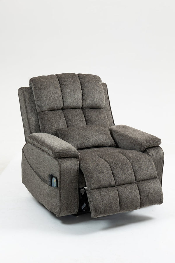 English Elm Oversized Power Lift Recliner Chair with Massage Heating and Usb Charging for Living Room Dark Grey W547S00073