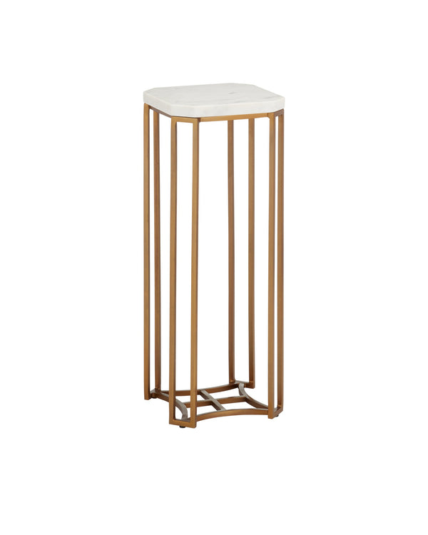 Currey & Company Ocho Marble Drinks Table - Elegant Banswara White Marble Top With Antique Brass Frame For Chic Spaces Gold Banswara White Marble ,Stone ,Iron 4000-0235-currey-company